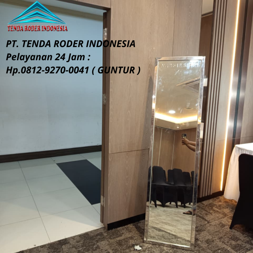 Sewa Cermin Rias Frame Stainless Full Body,Tenda Roder Putih Jakarta