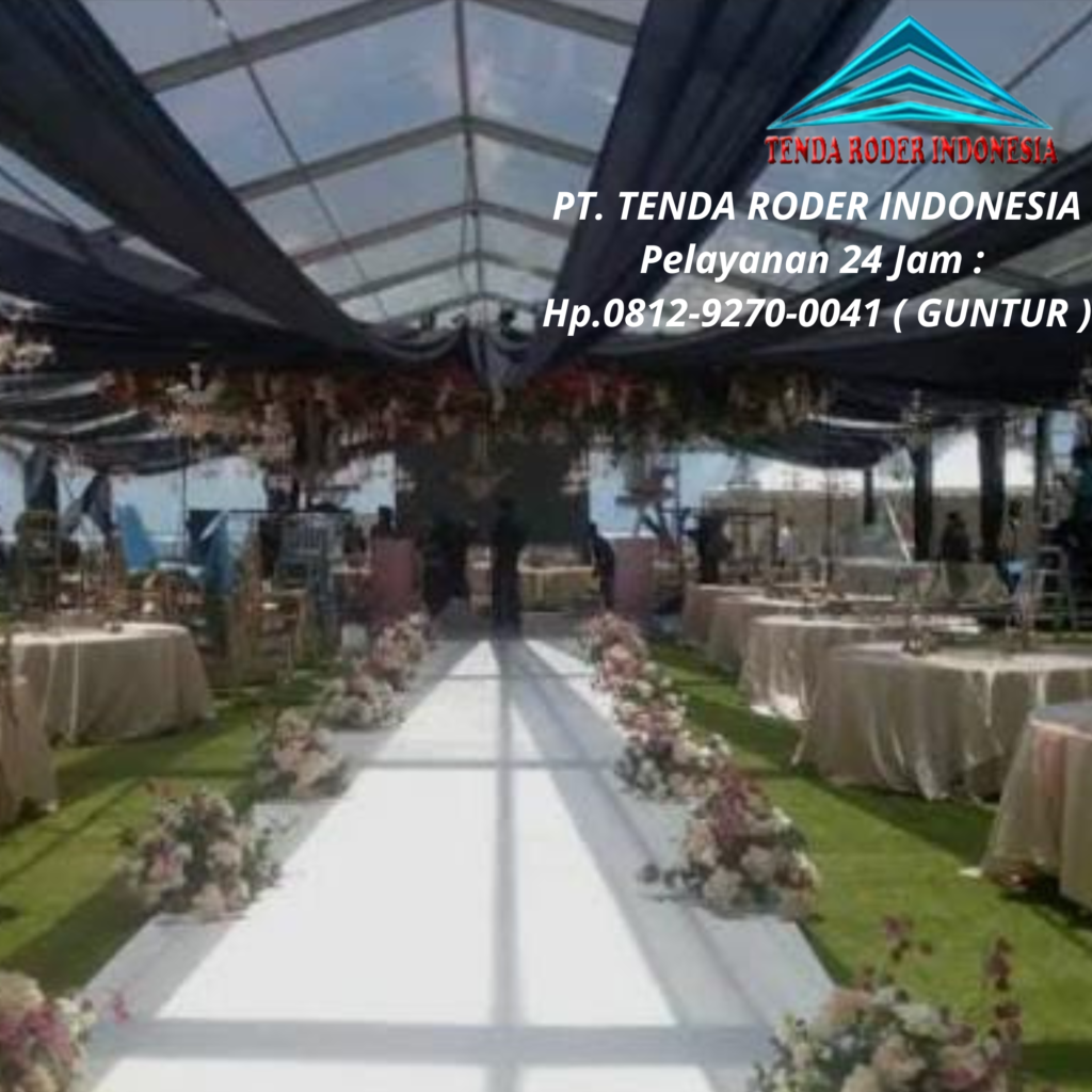 Sewa Panggung bulat fin melaminto putih dan Tenda Roder Bekasi