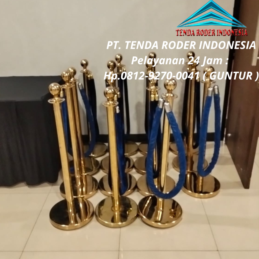 Vendor Tenda Roder,Tiang Antrian Gold Tali Beludru VIP Bekasi