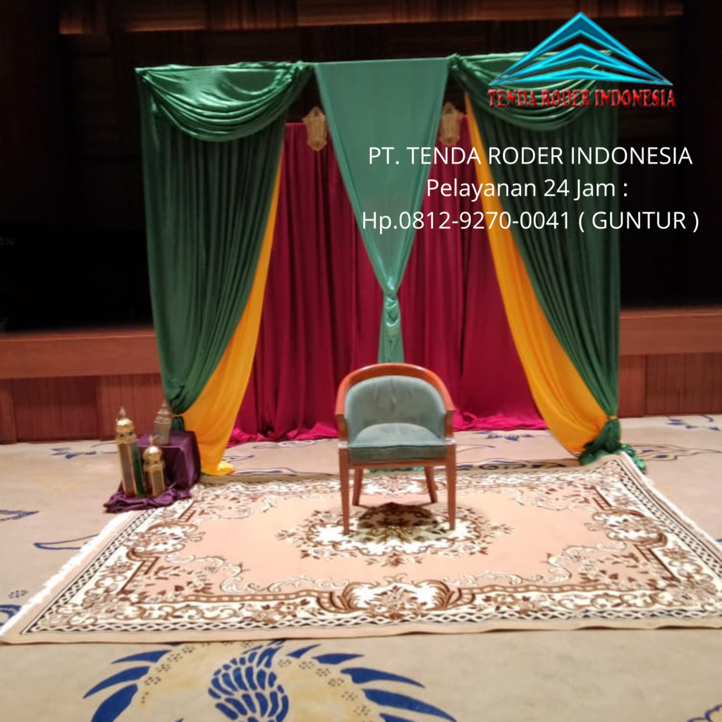 Rental Tenda Roder, Karpet Permadani Cokelat,Round Table Lesehan Depok