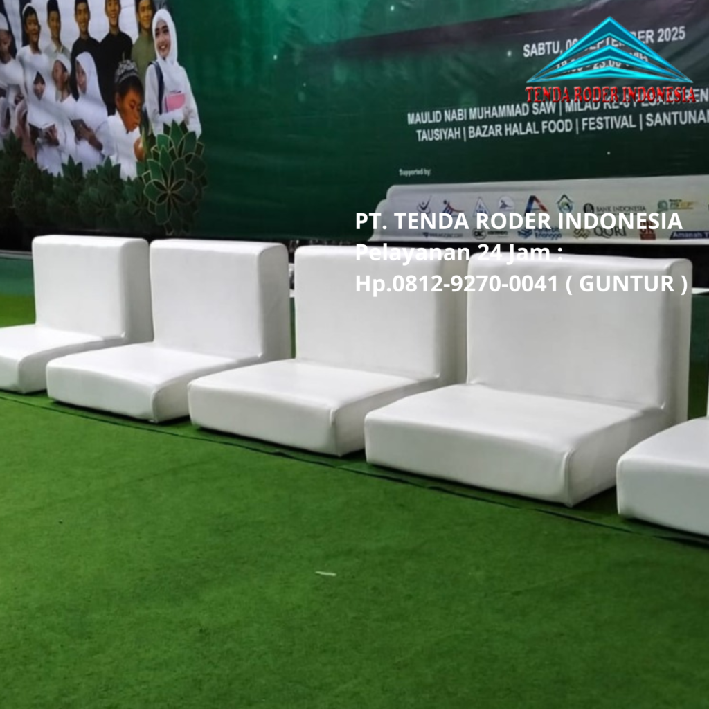 Sewa Tenda Roder,Sofa Lesehan Putih Desain Kotak Jakarta
