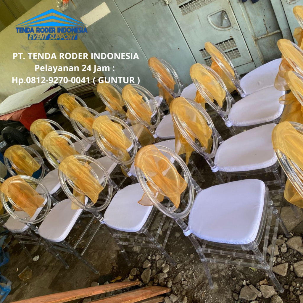 Penyewaan Kursi Olivia Akrilik Pita Gold, Tenda Roder Cikarang