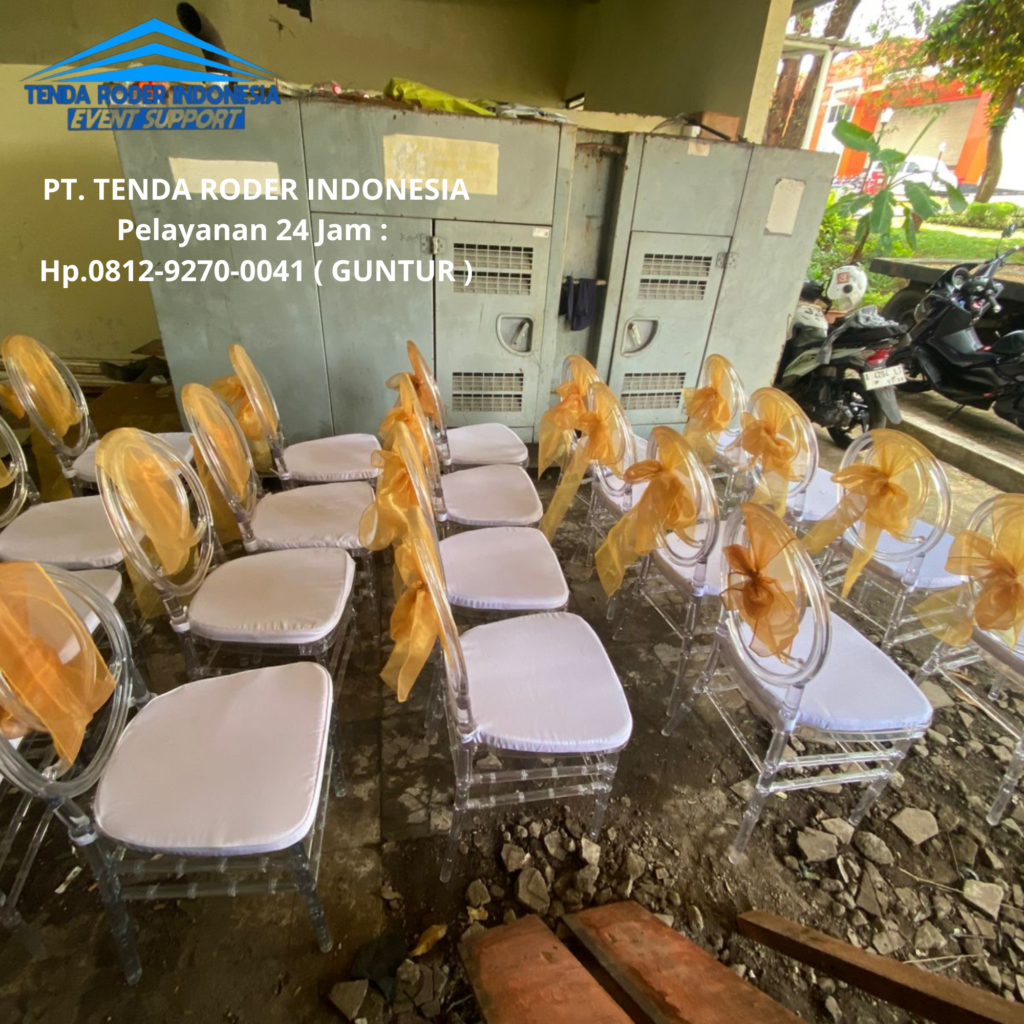 Penyewaan Kursi Olivia Akrilik Pita Gold, Tenda Roder Cikarang