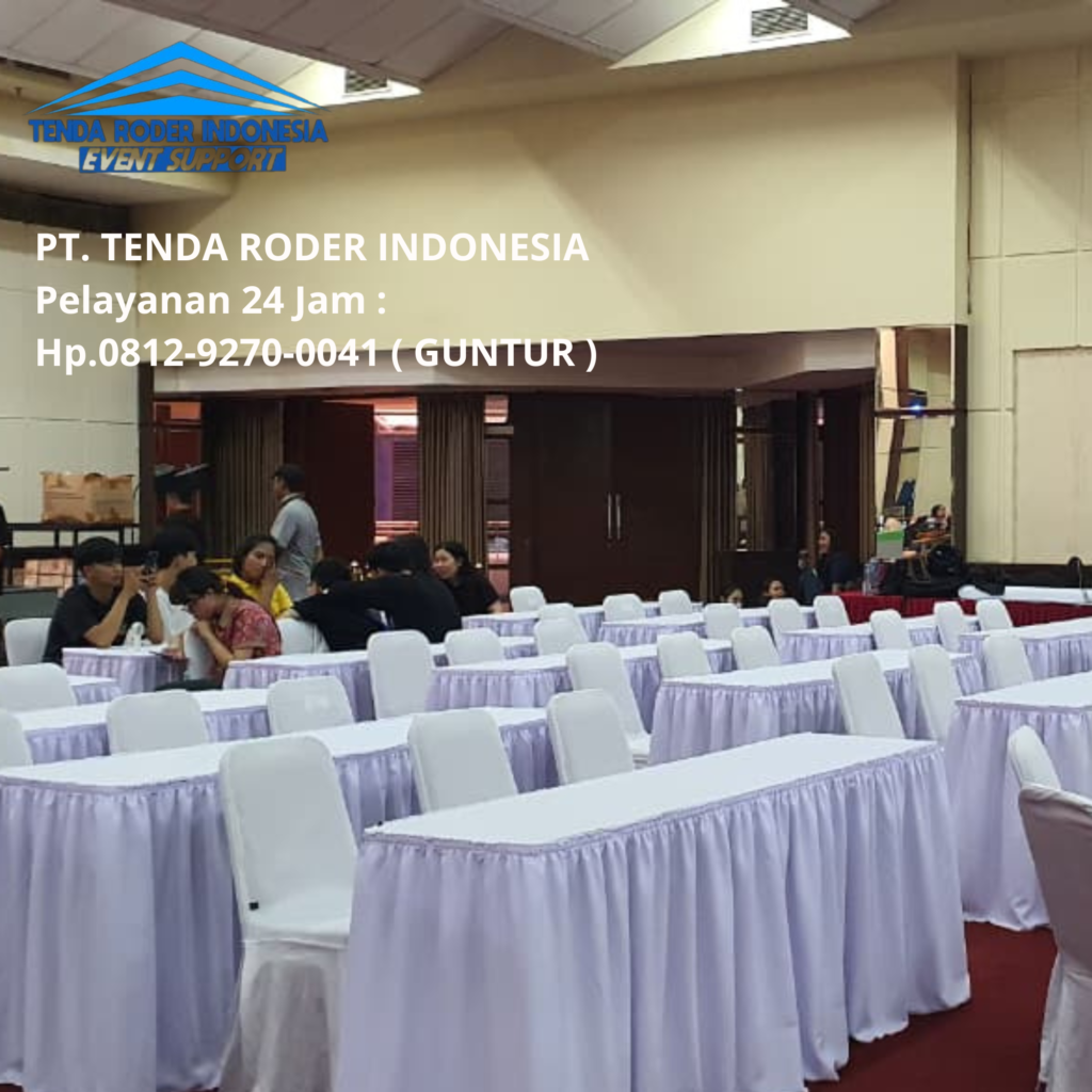 Sewa Kursi Futura, Meja IBM Cover Putih, Tenda Roder Jakarta
