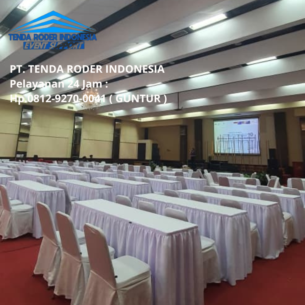 Sewa Kursi Futura, Meja IBM Cover Putih, Tenda Roder Jakarta