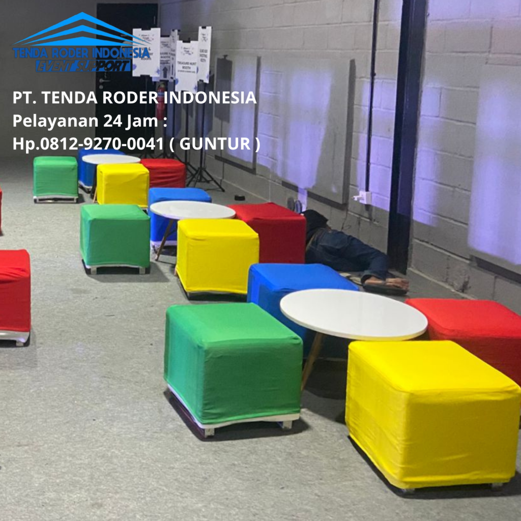 Sewa Kursi Puff Kotak Warna-Warni,Tenda Roder Area Bekasi