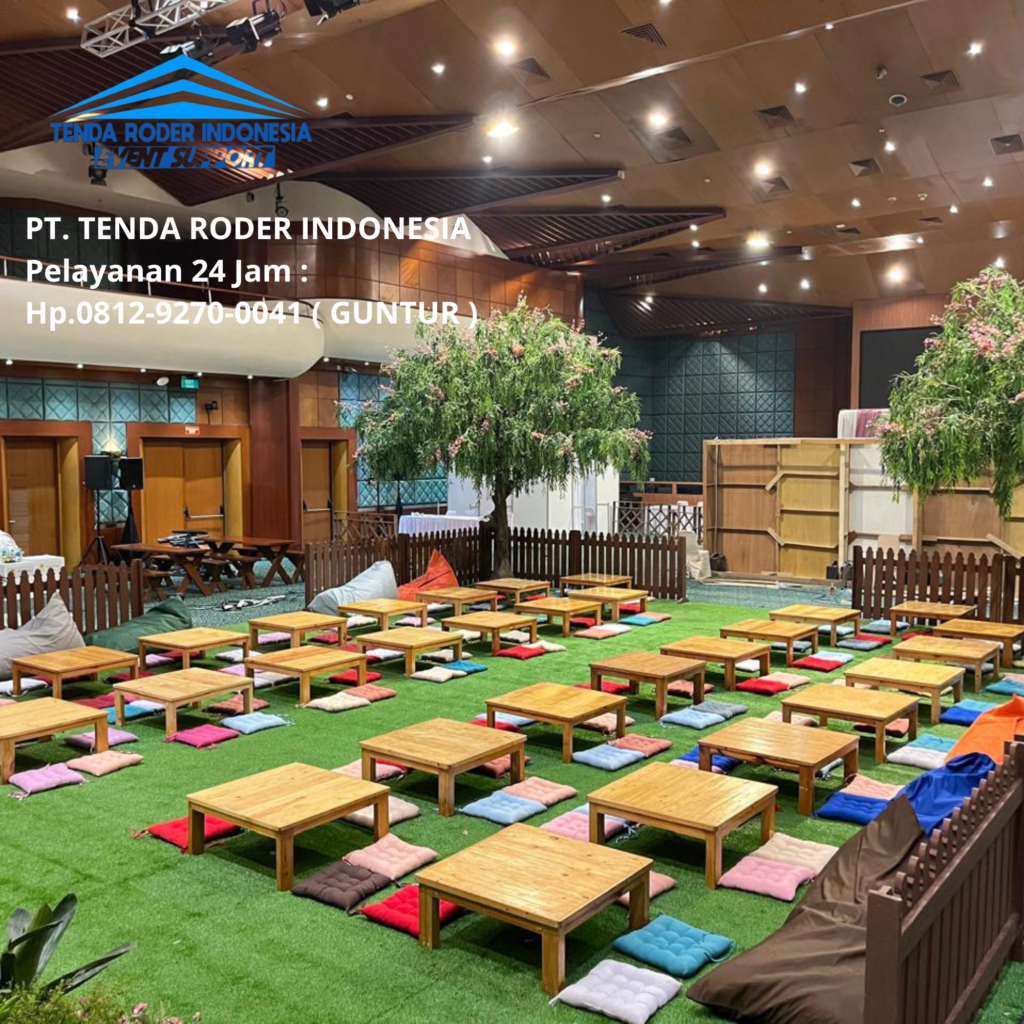 Sewa Meja Lesehan, Bantal Lesehan, Tenda Roder Jakarta Pusat