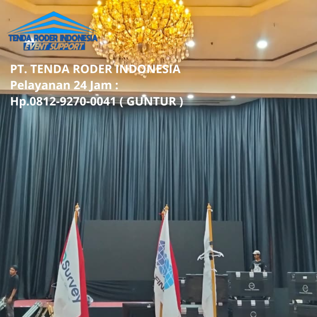 Sewa Sofa Hitam, Tirai Full Hitam, Tenda Roder Area Karawang