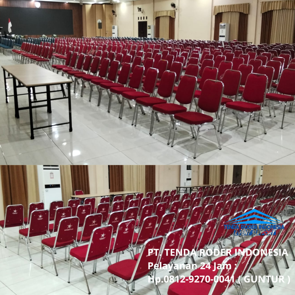 Rental Kursi Event Polos Merah, Tenda Roder Dan Meja Depok