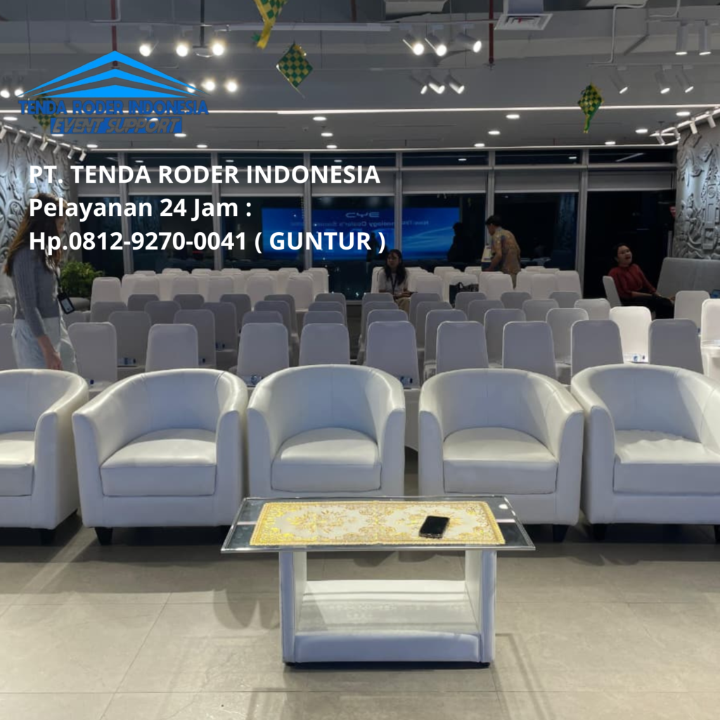 Rental Sofa Putih Oval, Tenda Roder area MM2100 Bekasi
