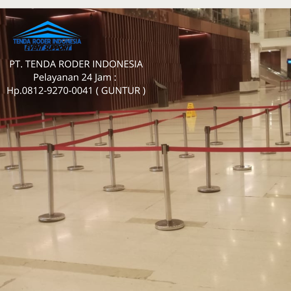 Sewa Tiang Antrian Stainless Type Pita, Tenda Roder Bogor