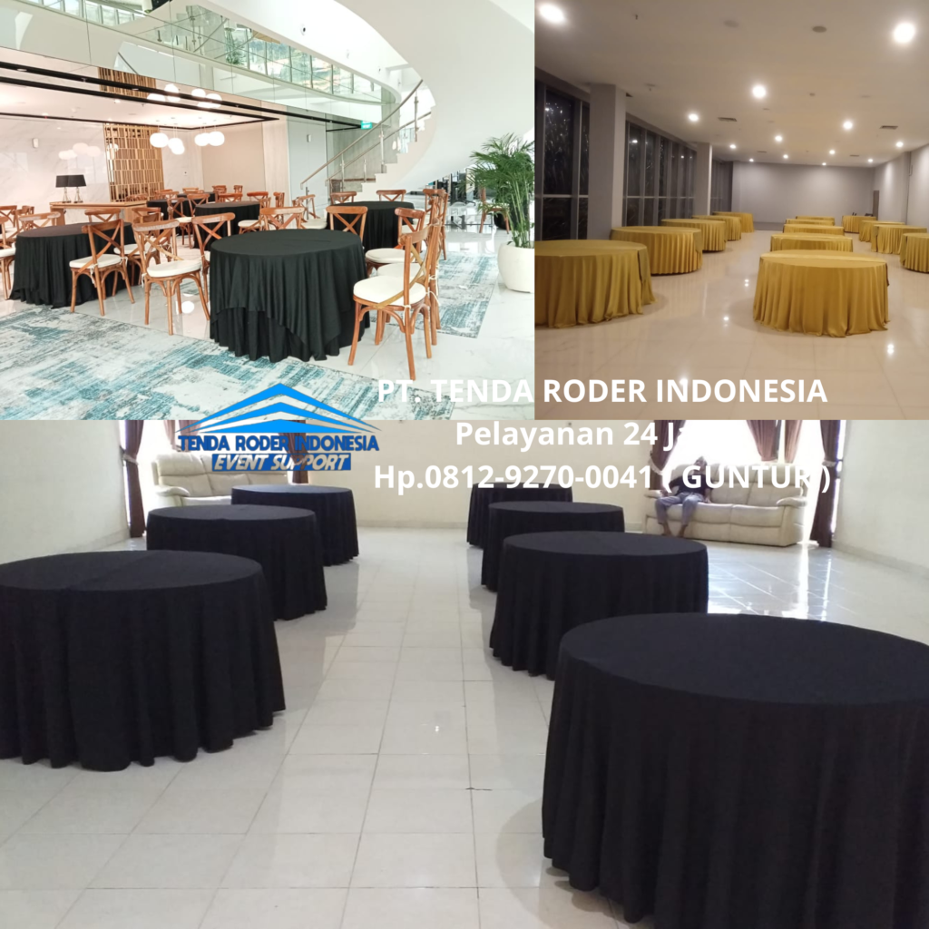 Rental MEJA BULAT,TENDA RODER,KURSI CROSS BACK Jakarta
