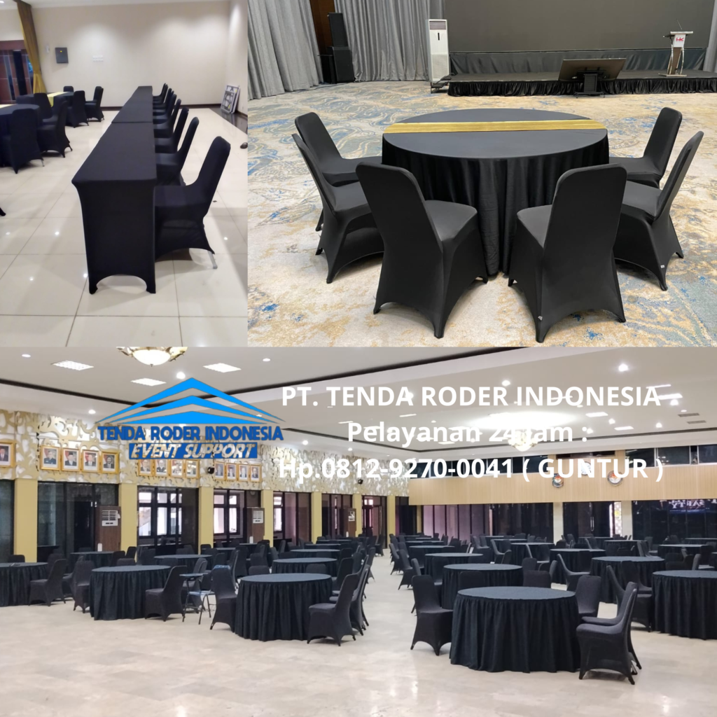 Sewa KURSI,MEJA COVER HITAM,Sewa TENDA RODER Depok