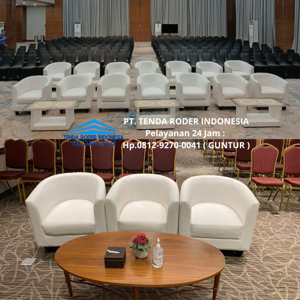 Sewa SOVA OVAL HITAM, SOFA OVAL PUTIH, TENDA RODER Jakarta Pusat
