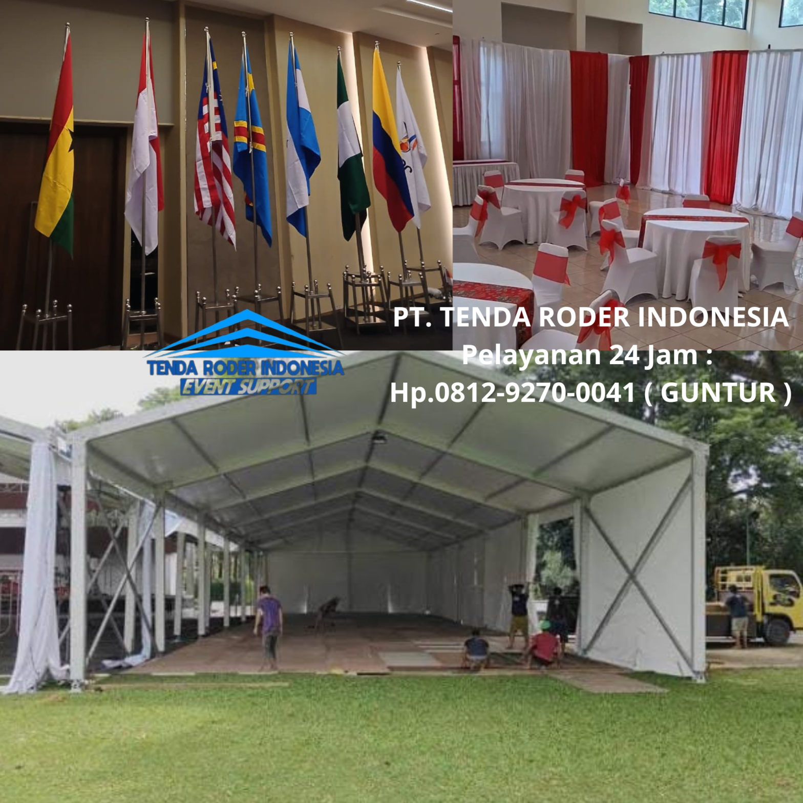 Sewa TIRAI MERAH PUTIH,TENDA RODER,TIANG BENDERA STAINLESS Jakarta