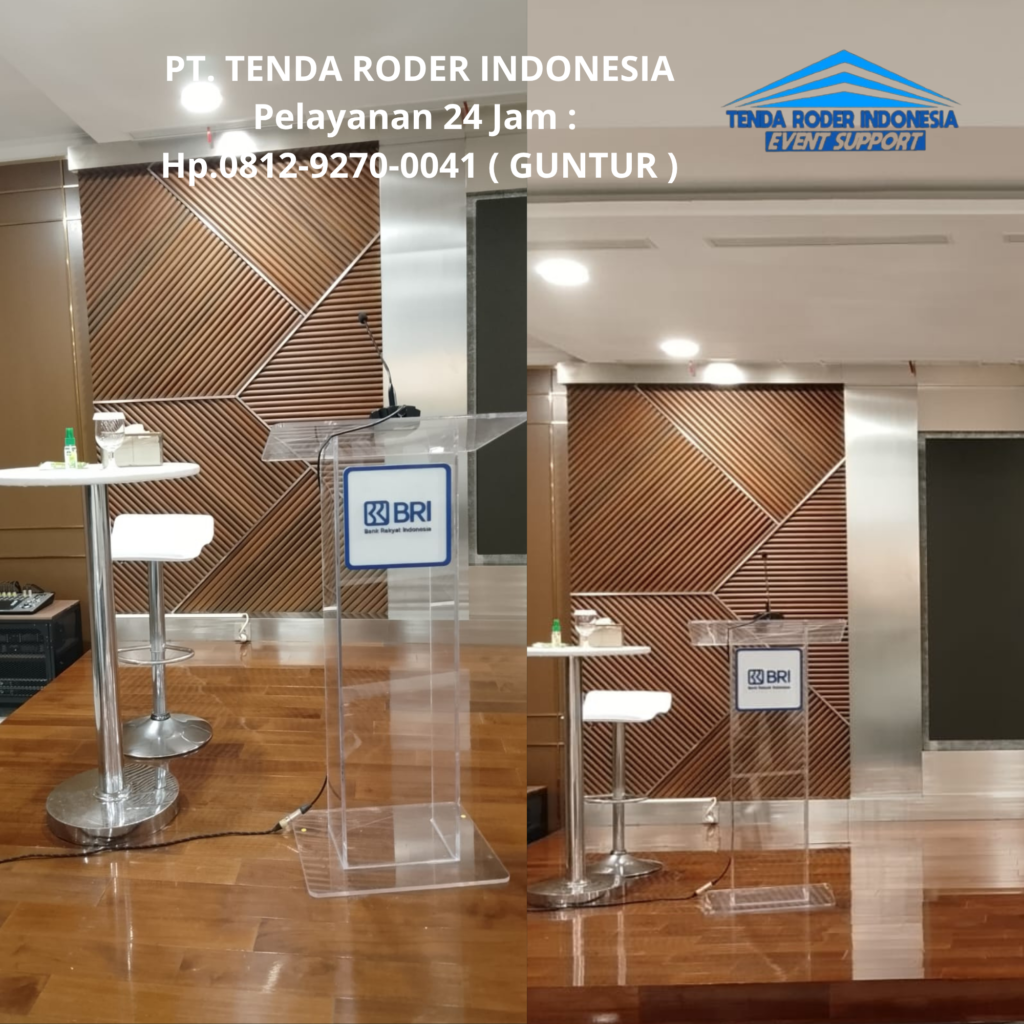Pusat Sewa PODIUM ACRYLIC KOTAK,TENDA RODER Depok