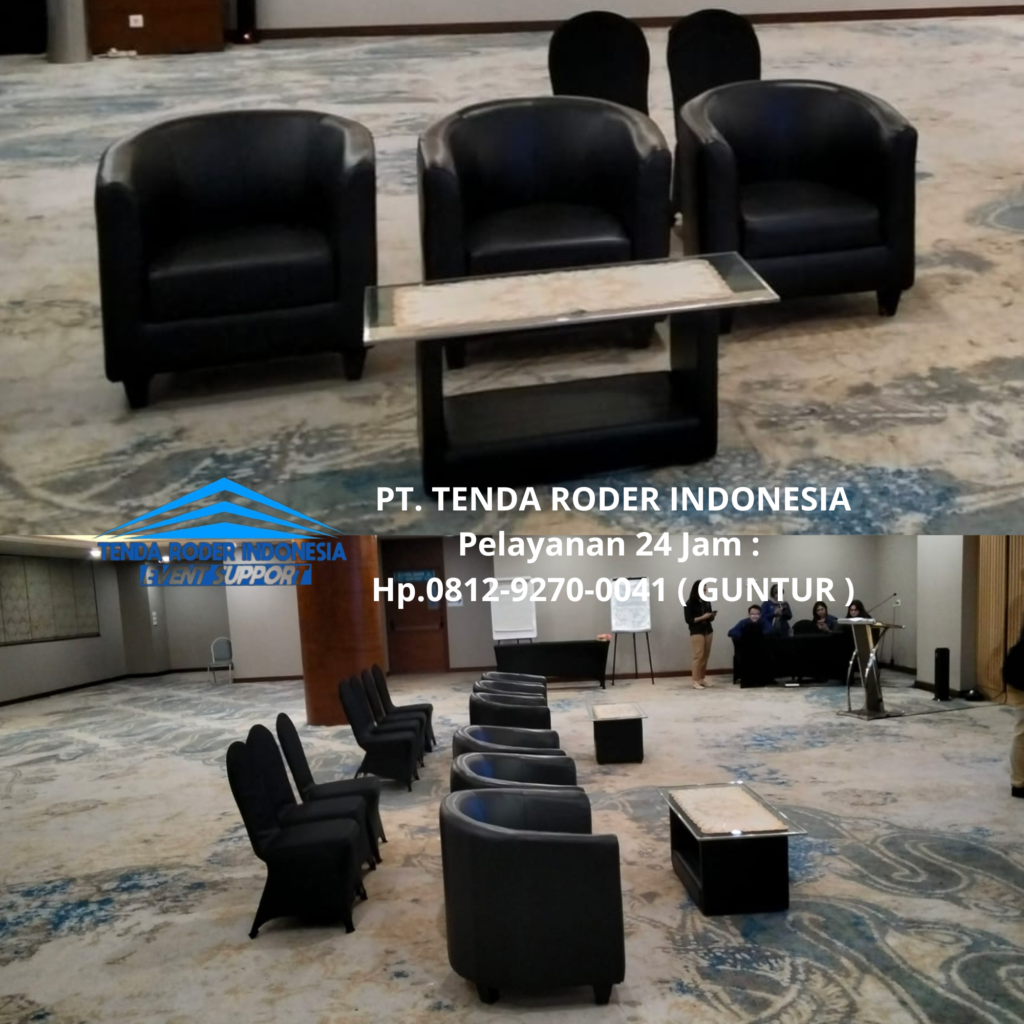Rental SOFA OVAL HITAM,TENDA RODER Dan DEKORASI Cikarang