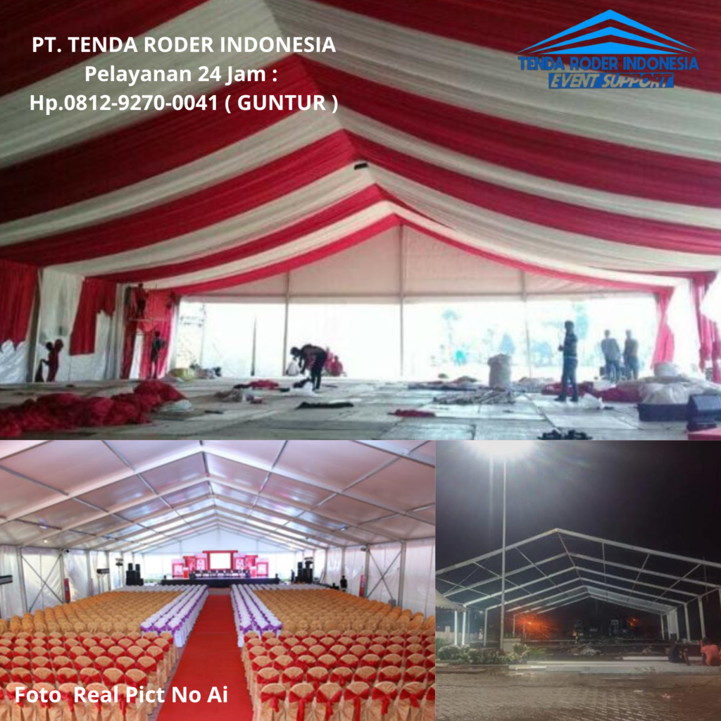 Rental Tenda Roder Full Kain Dekorasi Merah Putih Depok