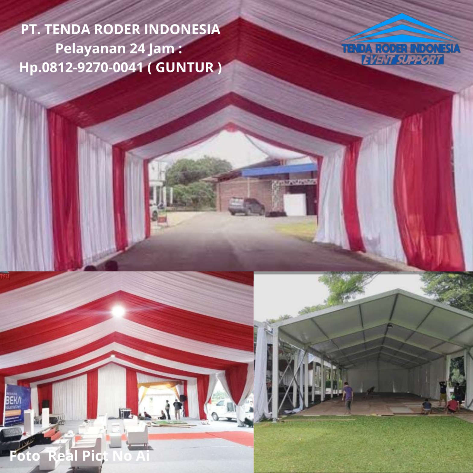 Rental Tenda Roder Full Kain Dekorasi Merah Putih Depok