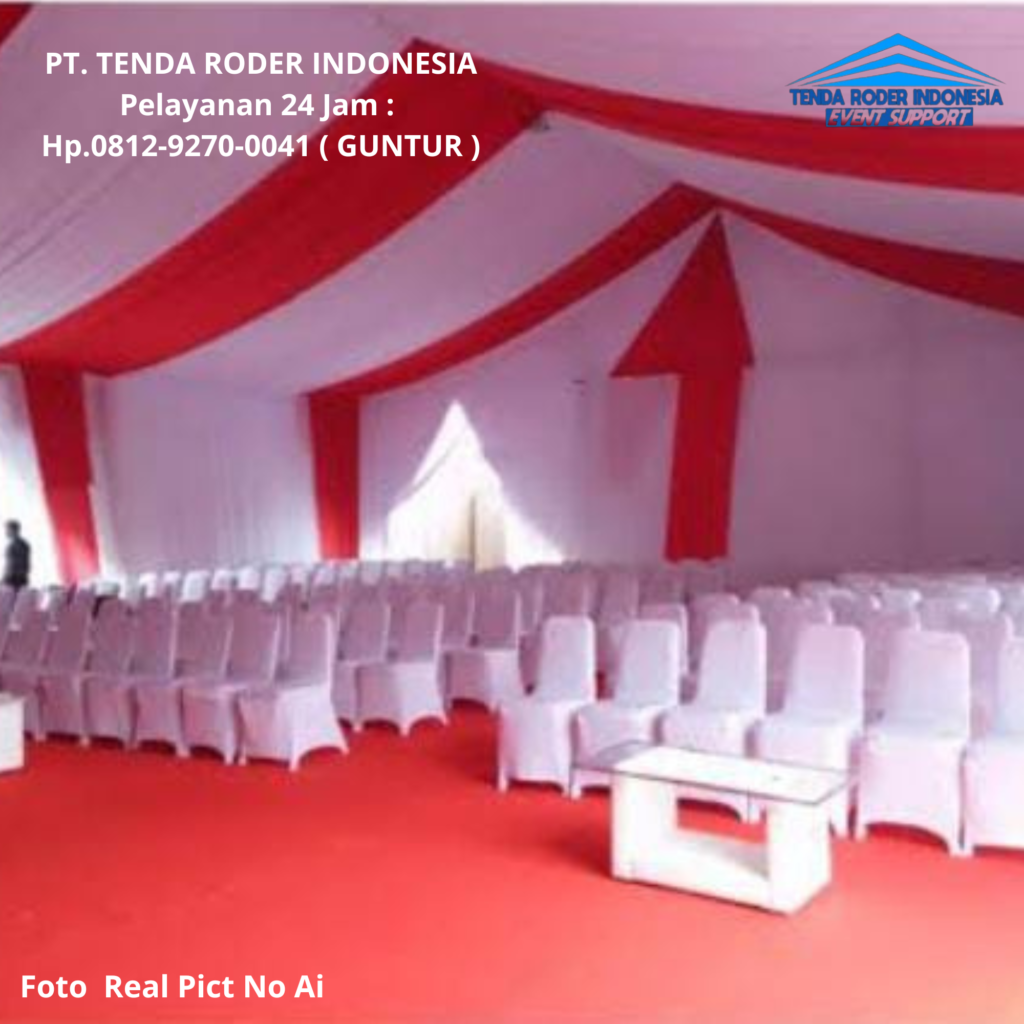 Rental Tenda Roder Full Kain Dekorasi Merah Putih Depok