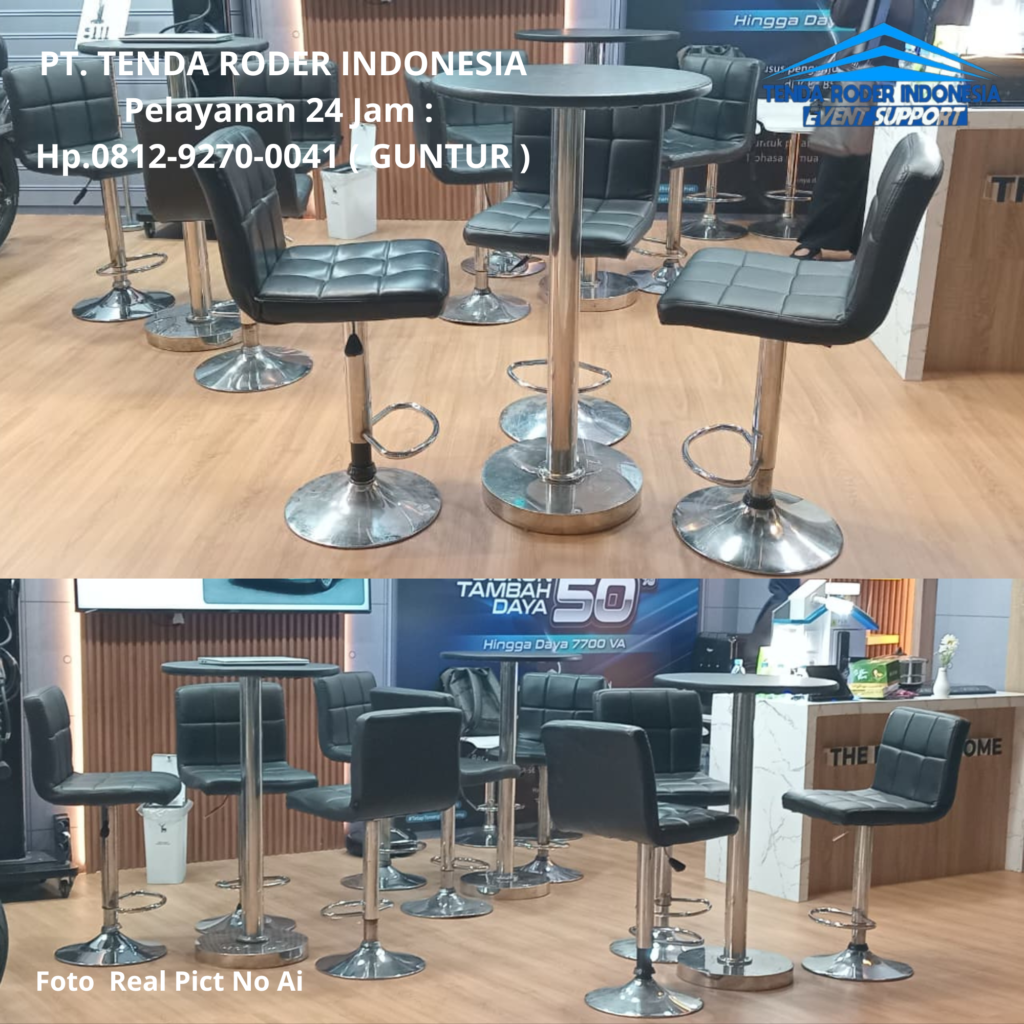 Rental Tenda Roder Lengkap Kursi Barstool Senderan Hitam Pekalongan