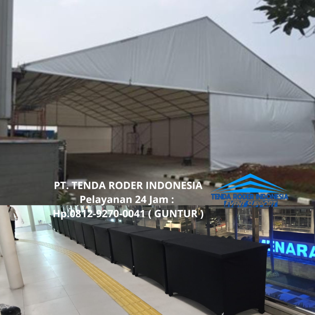 Sewa Meja Kotak HPL Cover Hitam,Tenda Roder Semarang