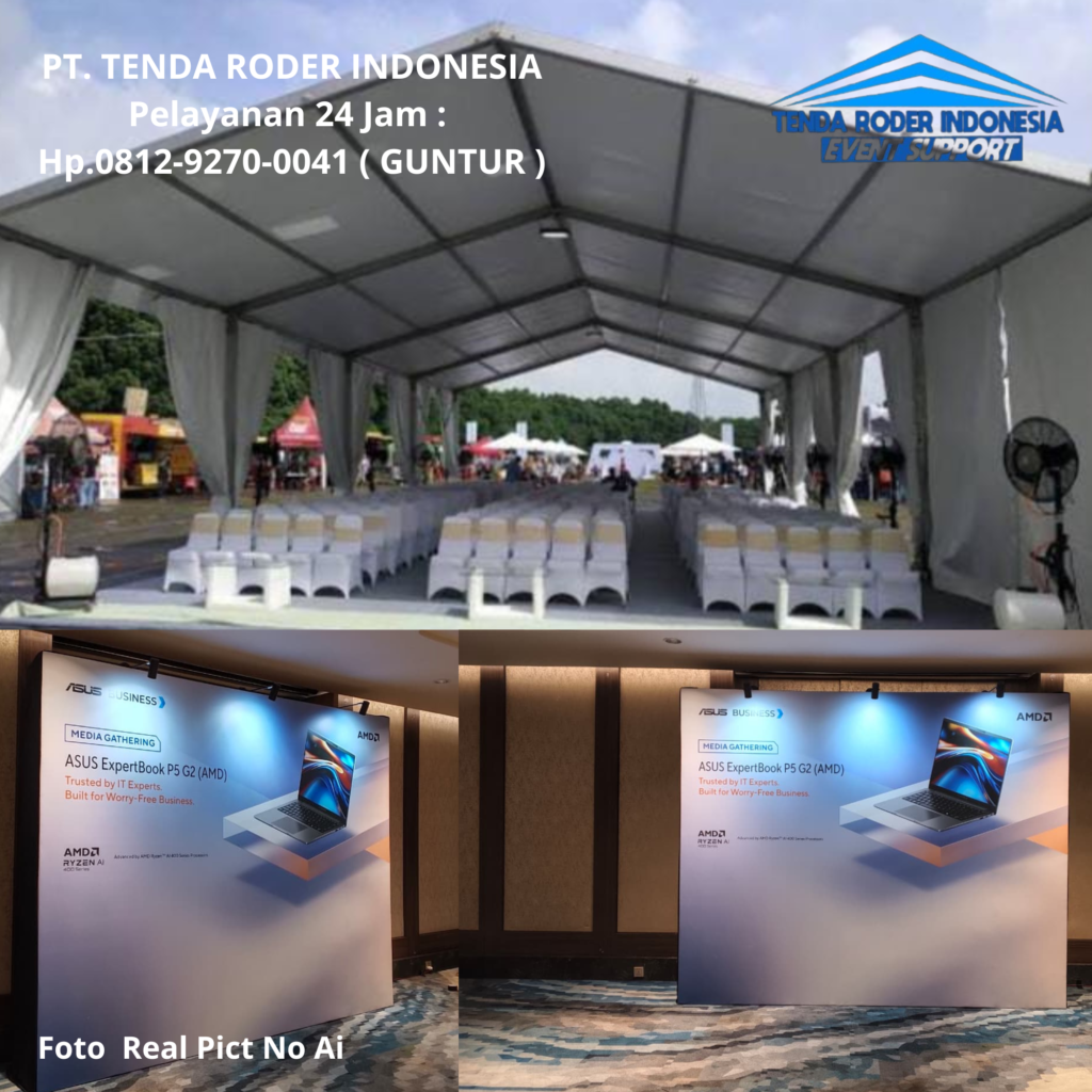 Sewa Paket TENDA RODER DAN BACKDROP FLEXY CUSTOM Jakarta