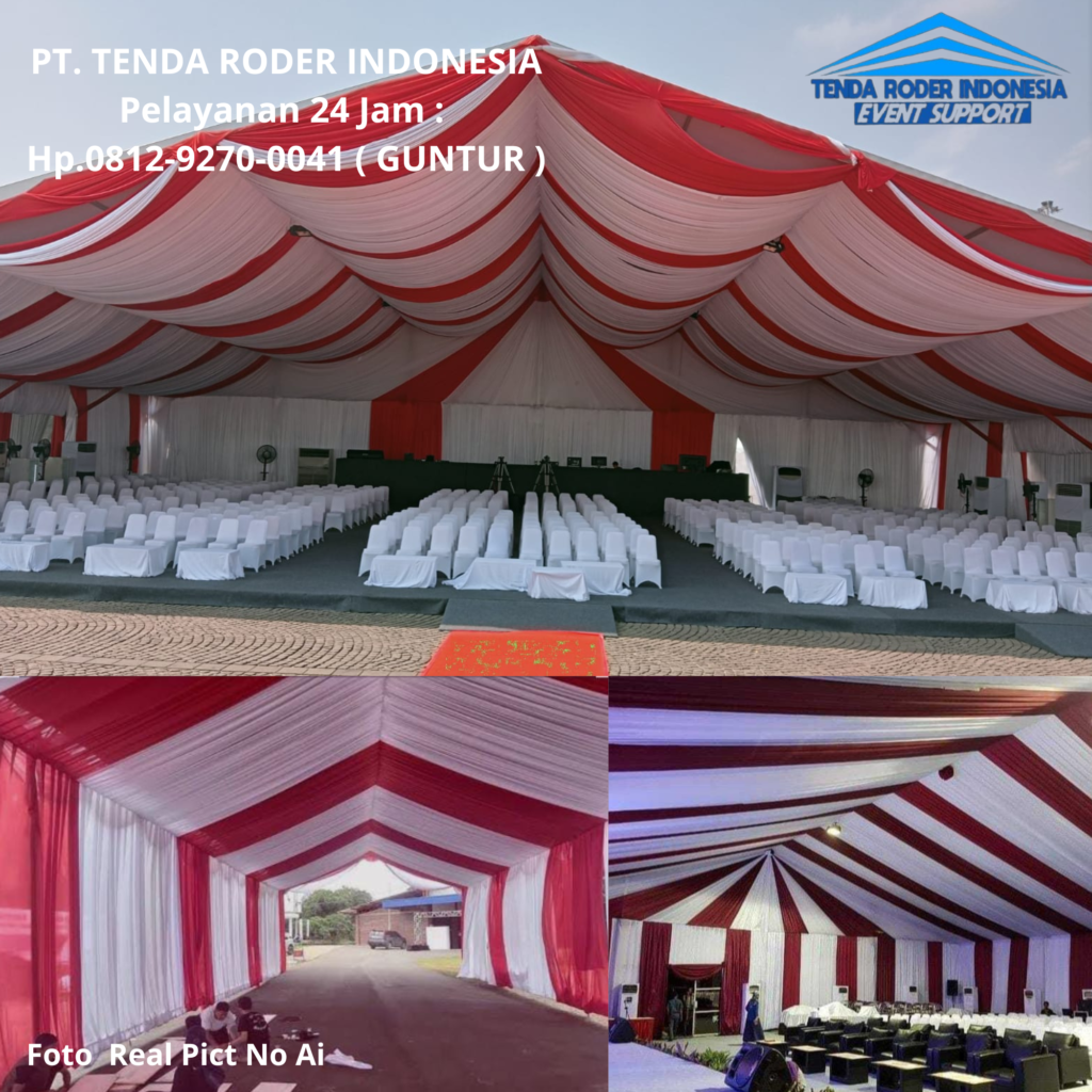 Sewa TENDA RODER DEKORASI KAIN MERAH PUTIH Semarang