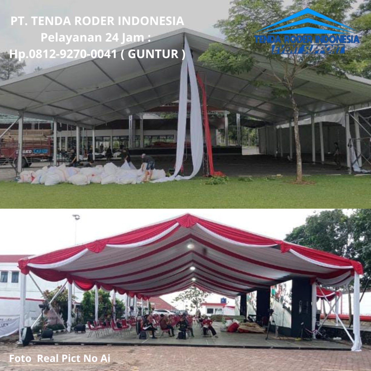Sewa TENDA RODER DEKORASI KAIN MERAH PUTIH Semarang