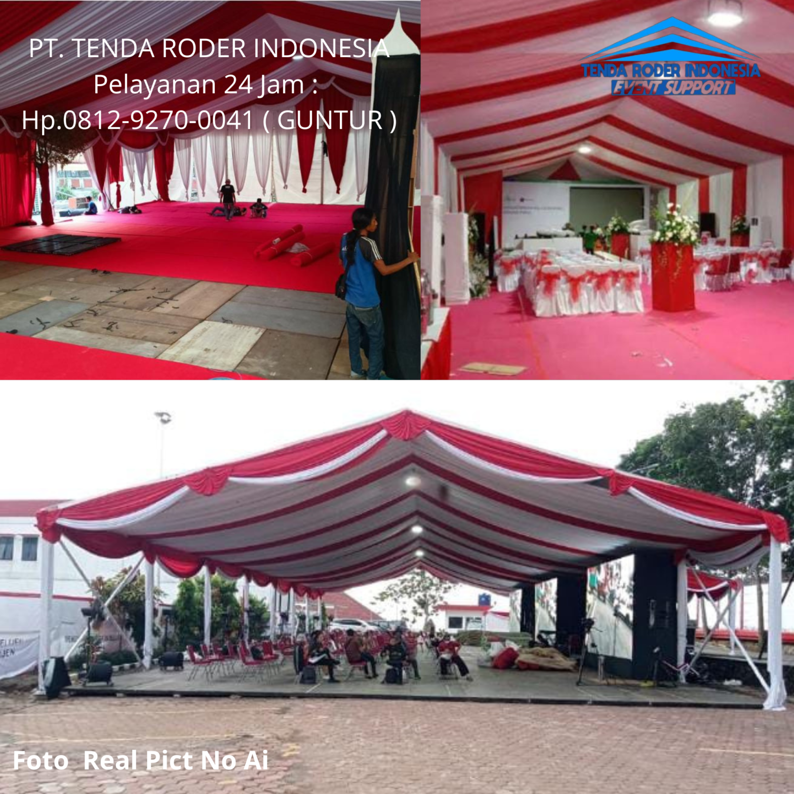 Sewa TENDA RODER DEKORASI KAIN PUTIH MERAH Jakarta