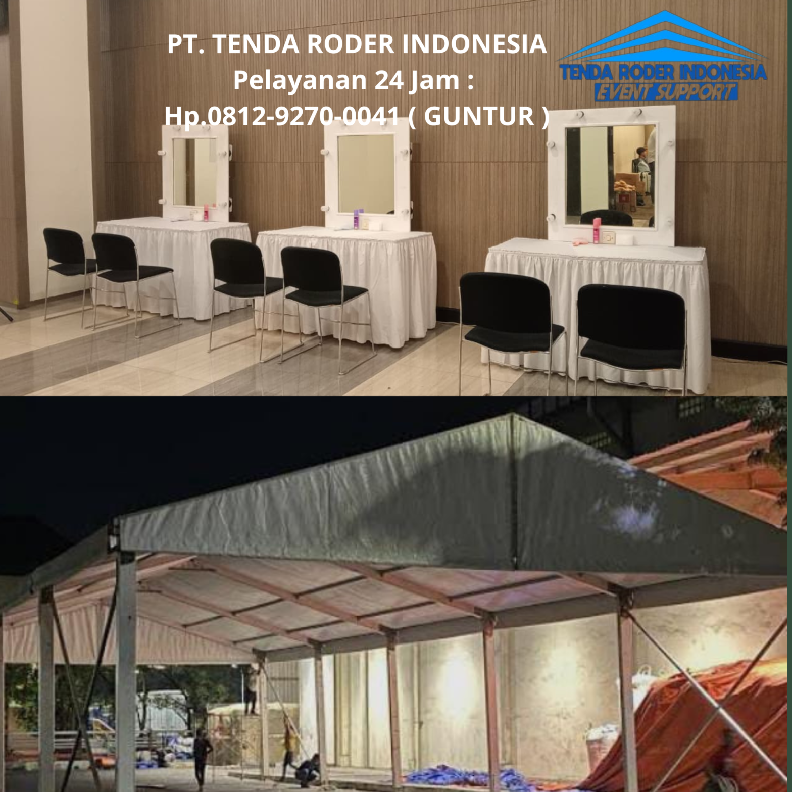 Sewa TENDA RODER,MEJA RIAS KACA PUTIH Semarang