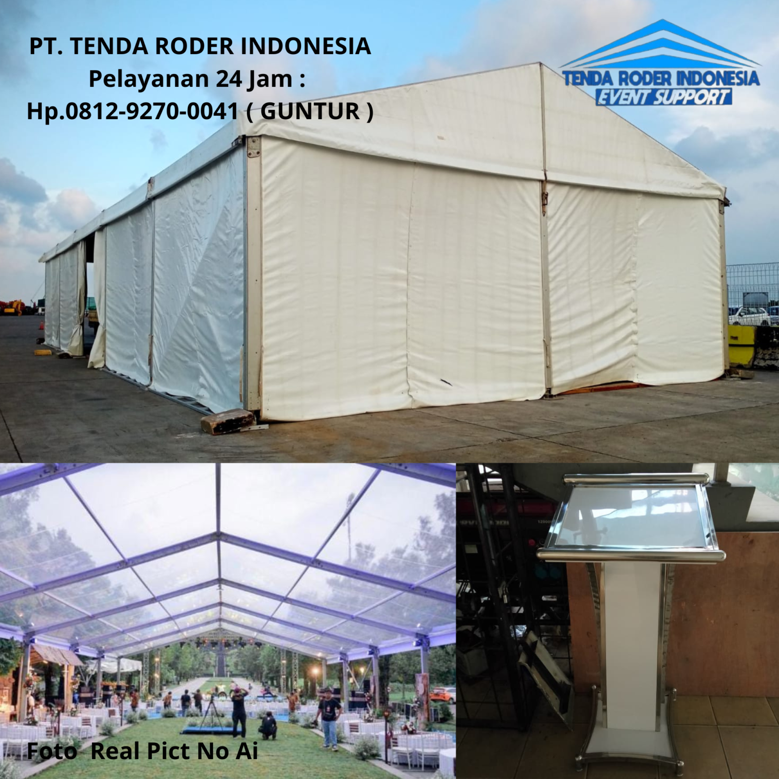 Sewa TENDA RODER,PODIUM PUTIH FRAME STAINLESS Semarang