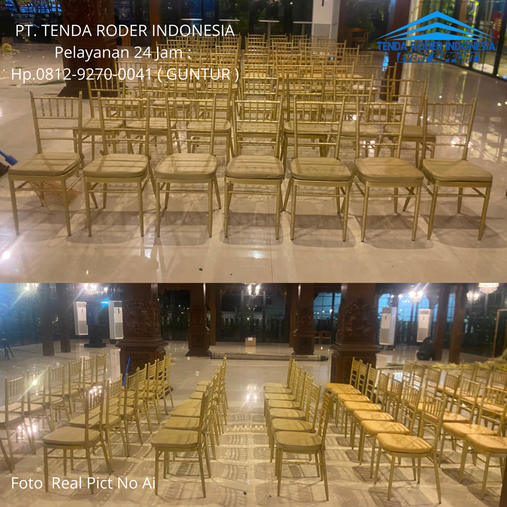 Rental KURSI TIFFANY GOLD BANTALAN Dan TENDA RODER Bogor