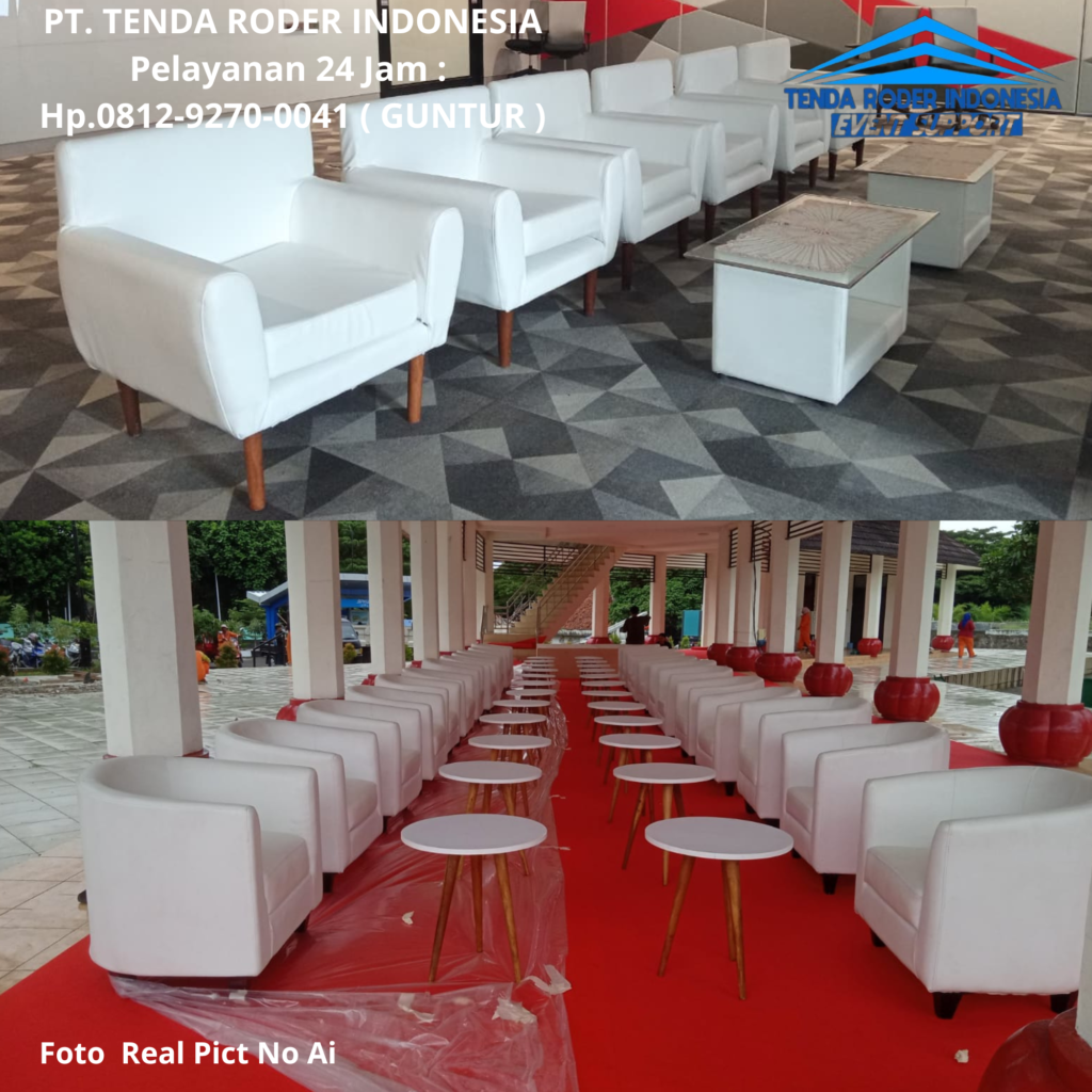 Rental Meja Kotak,Kursi Susun,Tenda Roder,Sofa Pati