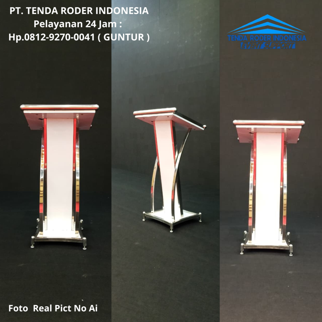 Rental PODIUM Frame Stainless Putih,TENDA RODER Ciputat Tangerang Selatan