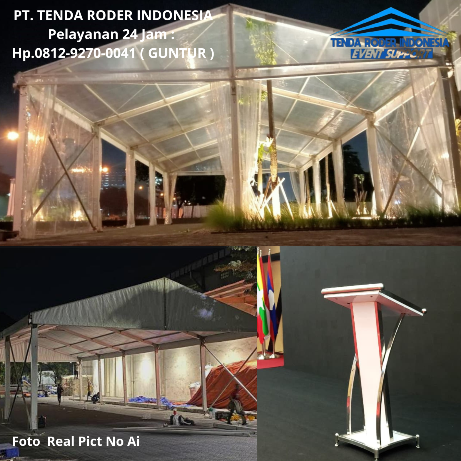 Rental PODIUM Frame Stainless Putih,TENDA RODER Ciputat Tangerang Selatan