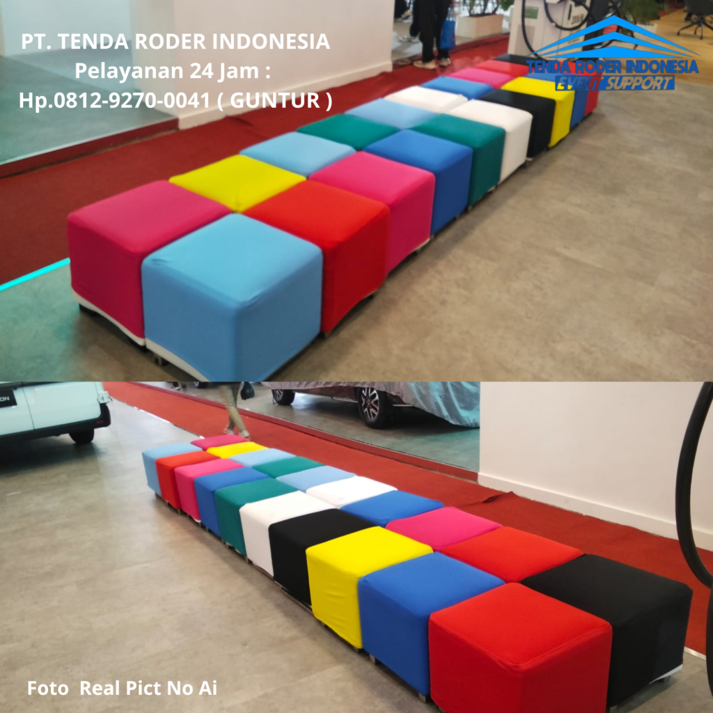 Rental PUFF KOTAK WARNA-WARNI ,TENDA RODER Bogor