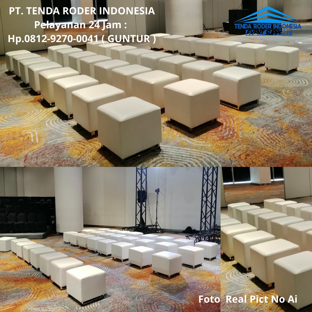 Rental SOFA PUFF SINGLE PUTIH Dan TENDA RODER Area Bekasi