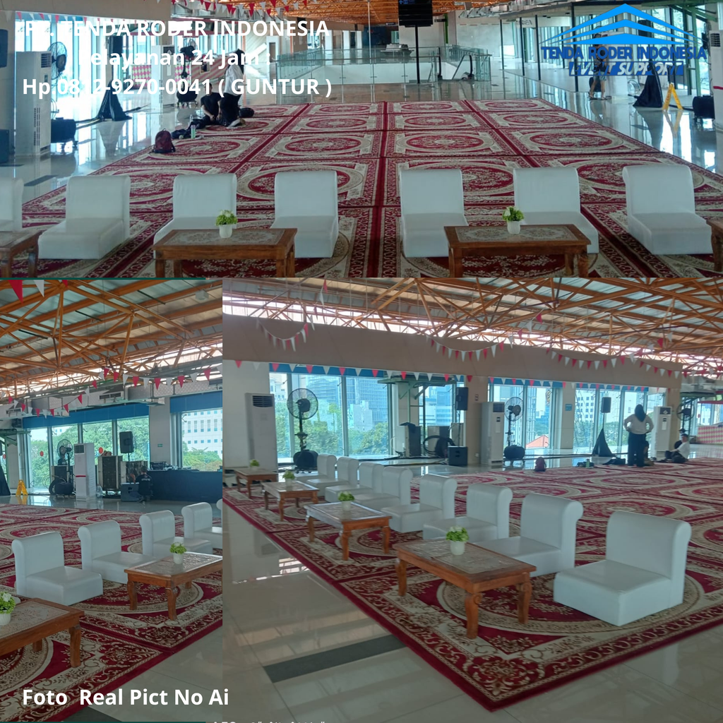 Rental Sofa Putih Lesehan,Meja VIP Kayu,Tenda Roder Jakarta