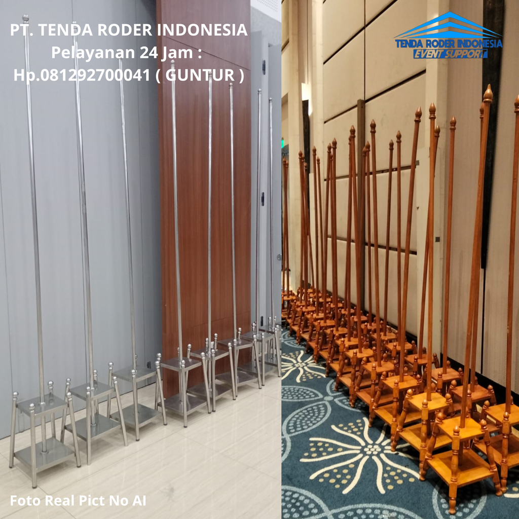 Rental Tiang Bendera Kayu Dan Stainless,Tenda Roder Jakarta Utara