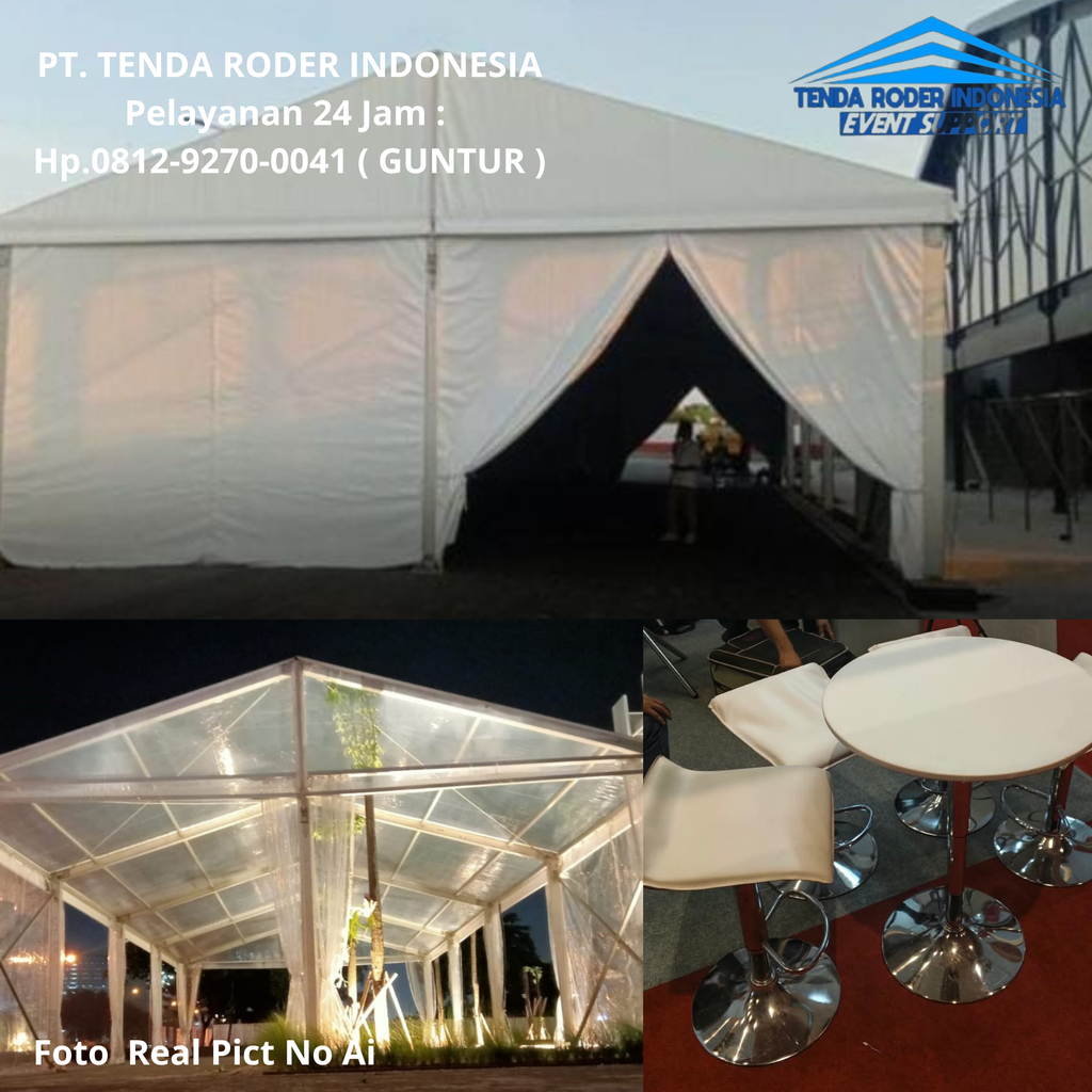 Sewa MEJA, KURSI BARSTOOL PUTIH Dan TENDA RODER Area Karawang
