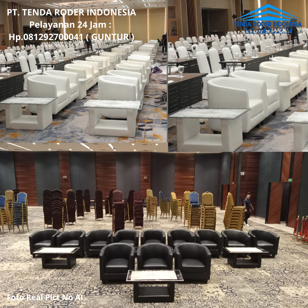 Sewa Sofa Oval Putih Hitam Dan Tenda Roder Jakarta Selatan