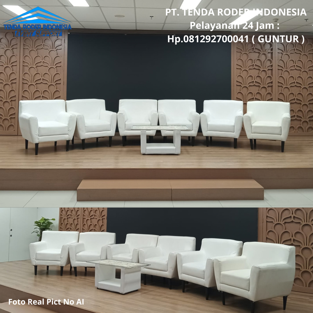 Sewa Sofa Scandinavian Putih Set Meja Kaca,Tenda Roder Depok