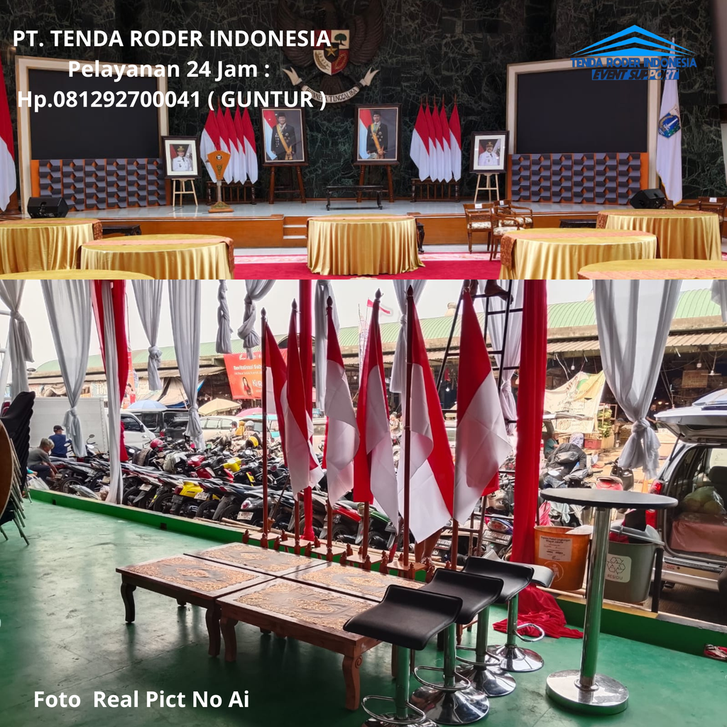 Sewa Tiang Bendera Kayu,Tenda Roder,Podium Cokelat Bumiayu 081292700041