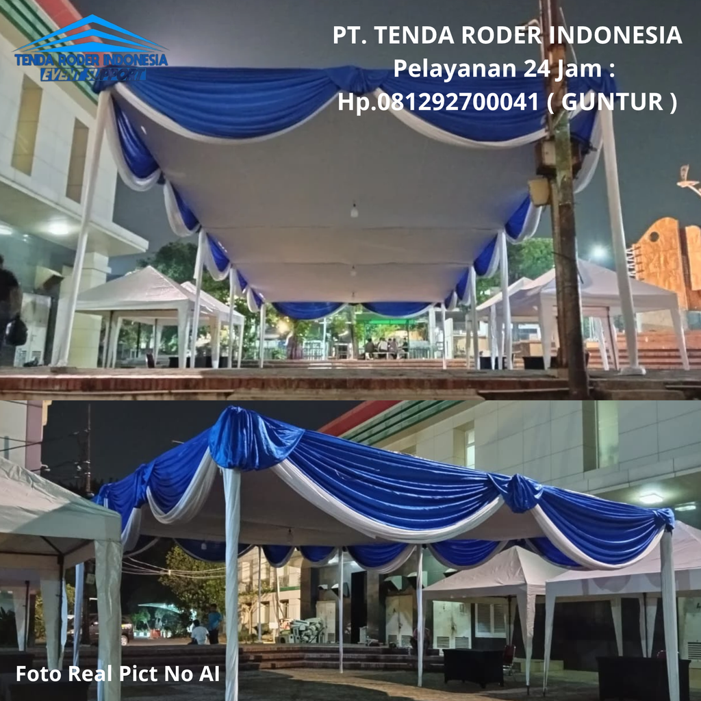 Sewa Tenda Plafon Rumbai Putih Biru, Tenda Roder Jakarta