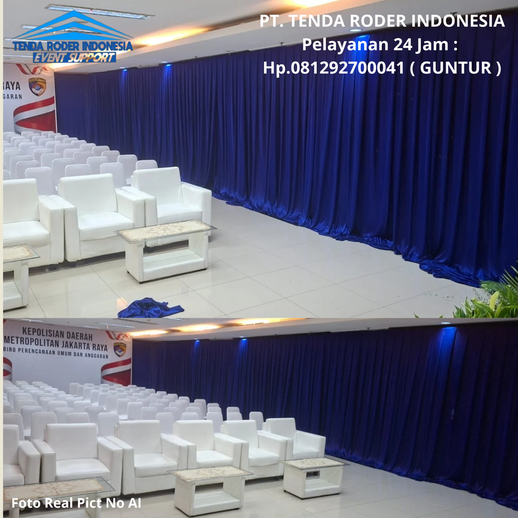 Sewa Tirai Filamin Biru Dan Tenda Roder Bekasi 081292700041
